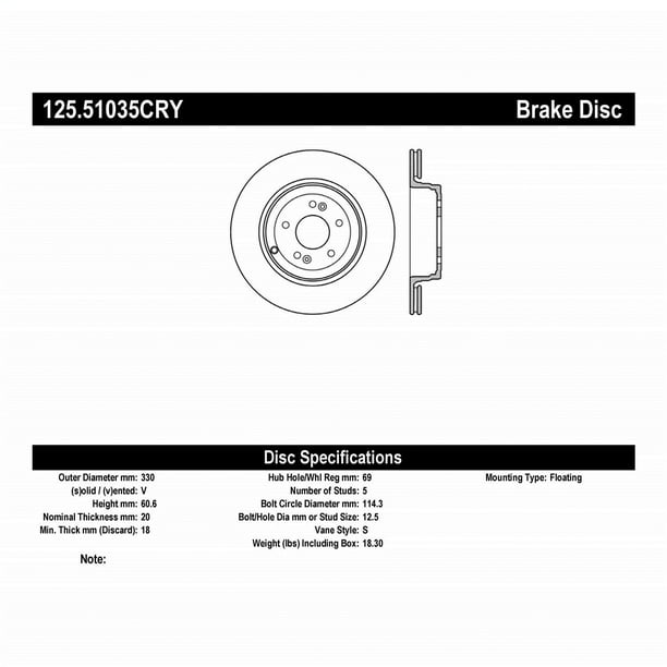 StopTech 125.51035 Premium Brake Rotor